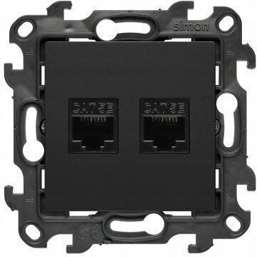 Kontakt-Simon Simon Διπλός Μηχανισμός Πρίζας Δικτύου RJ45 σε Μαύρο Χρώμα N52.01/49