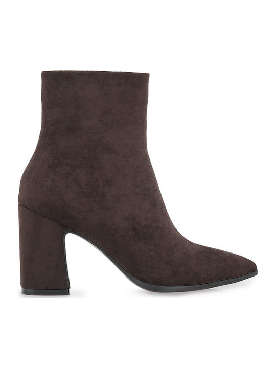 Seven Suede Γυναικεία Μποτάκια με Ψηλό Τακούνι ...