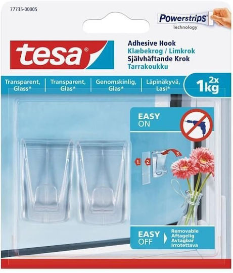 Tesa 77735 Plastic White Hangers with Adhesive 2 Pieces