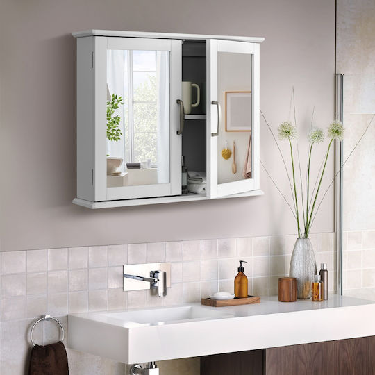 Costway Bathroom Cabinet 60x50x14.5cm White