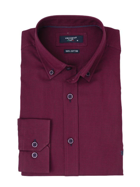 Visconti Long Sleeve Shirt in Regular Fit Burgundy