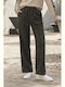 Women's Fabric Trousers with Elastic Waist Khaki