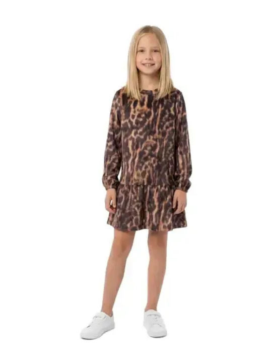 Joyce Παιδικό Φόρεμα Animal Print Καφέ