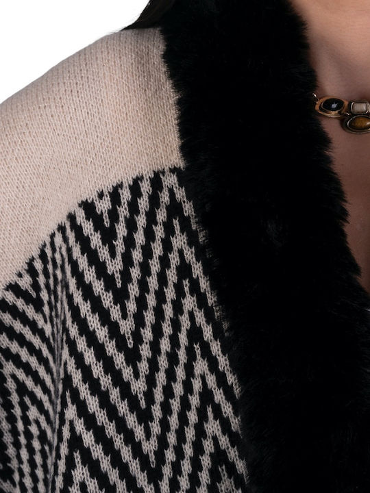 Women's Black Faux Fur Neck Warmer Scarf