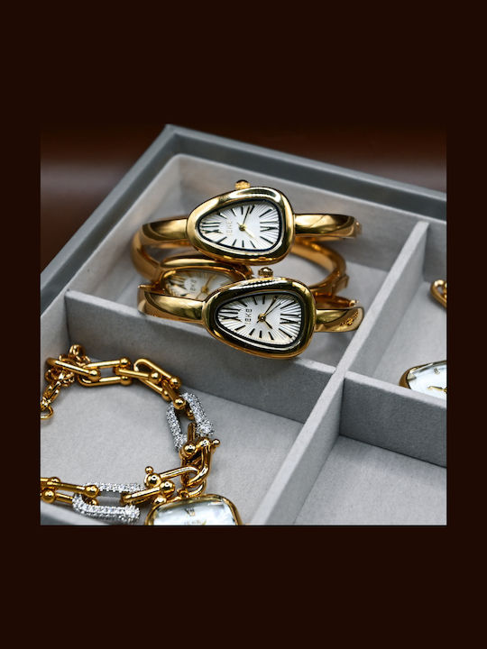 Damen-Quarzuhr mit goldenem Edelstahlarmband