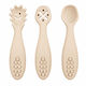 Queen Mother Baby-Besteckset aus beigem Silikon, 3-tlg.