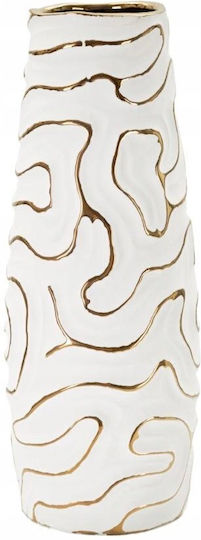 Lumarko Ceramic Vase White 14.5x14.5xH39.5cm Lumarko Ceramic Vase White 14.5x14.5xH39.5cm