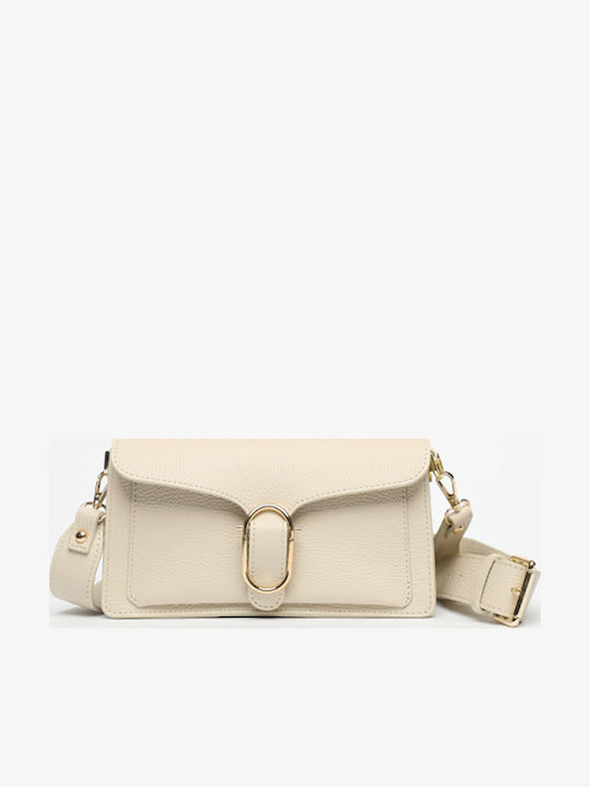 Beige Leather Women's Shoulder Bag