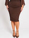 Pencil Midi Skirt Brown