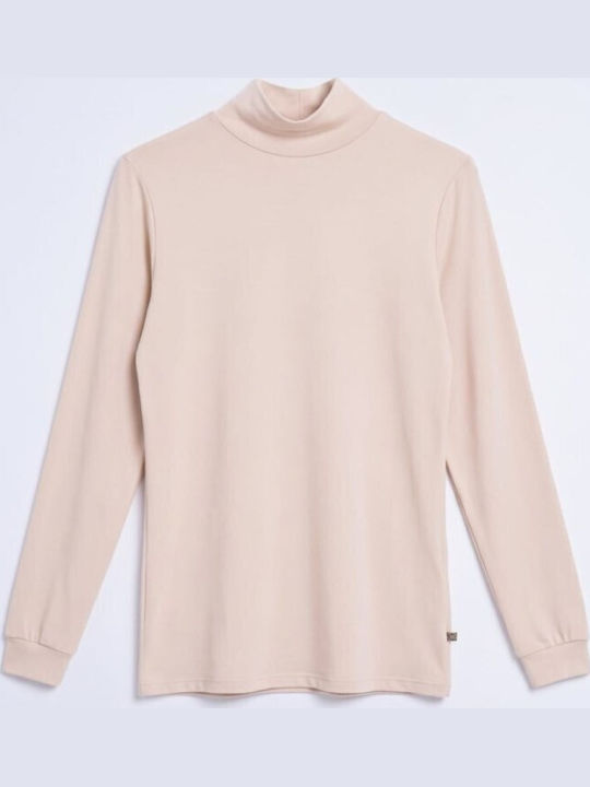 Luna Μακρυμάνικο Beige Γυναικείο Φανελάκι Ζιβάγκο