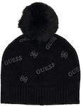 Guess Unisex Pom Pom Knitted Beanie in Black