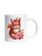 A Cheerful Squirrel, Roses, Pink, Glasses, Bow, Gift, Valentine's Day, Gesture Ceramic White Mug 330ml (Personalized)