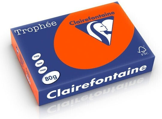 A4 Paper 80 Gsm Intense Color 500 Sheets Ream Clairefontaine Orange