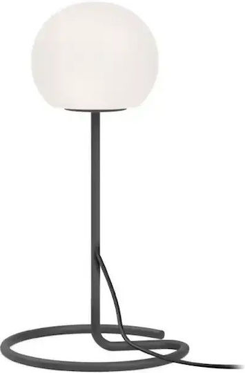 Lampa Γυάλινο Πορτατίφ για Ντουί E14 με Μαύρο Καπέλο και Βάση
