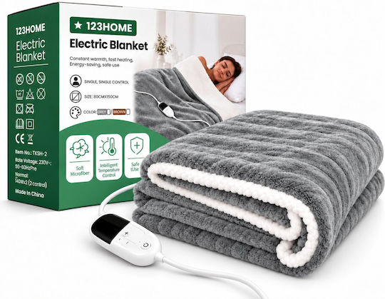 Kraft World Μονή Ηλεκτρική Κουβέρτα Πλενόμενη Γκρι 140W 150x80εκ.
