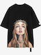 Damen Oversized T-shirt Schwarz