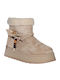Suede Γυναικεία Μποτάκια Αστραγάλου με Γούνα Beige
