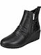 Damen Lederstiefeletten mit schwarzer Plattform