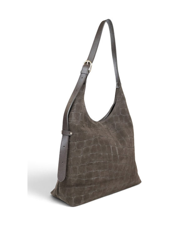 Leather Women's Hobo Bag Suede Chocolate
