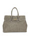 Leather Women's Satchel Bag Suede Taupe