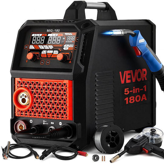 Vevor 5-in-1 MIG-180A Inverter Welding Machine FCAW / MIG / MMA / TIG with Maximum Welding Current of 180A