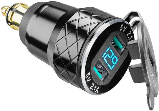 Adaptor din Aluminiu Interphone USB + Type C cu Voltmetru BMW KTM Triumph Încărcare Rapidă
