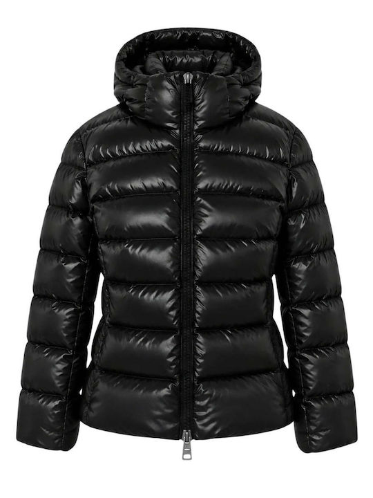 Gewebte Damen-Pufferjacke für den Winter Schwarz