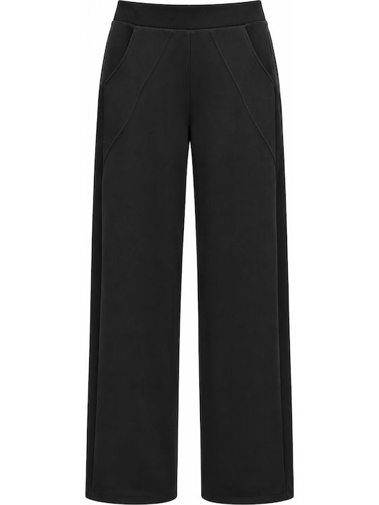 We Coss Women's Black Fabric Trousers