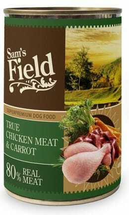 Wet Dog Food in Cans with Chicken, Carrot, Pork and Salmon 400g