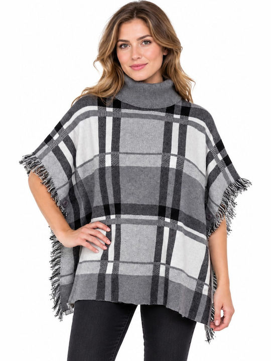 Cavalieri Gestricktes Damenponcho in Grau