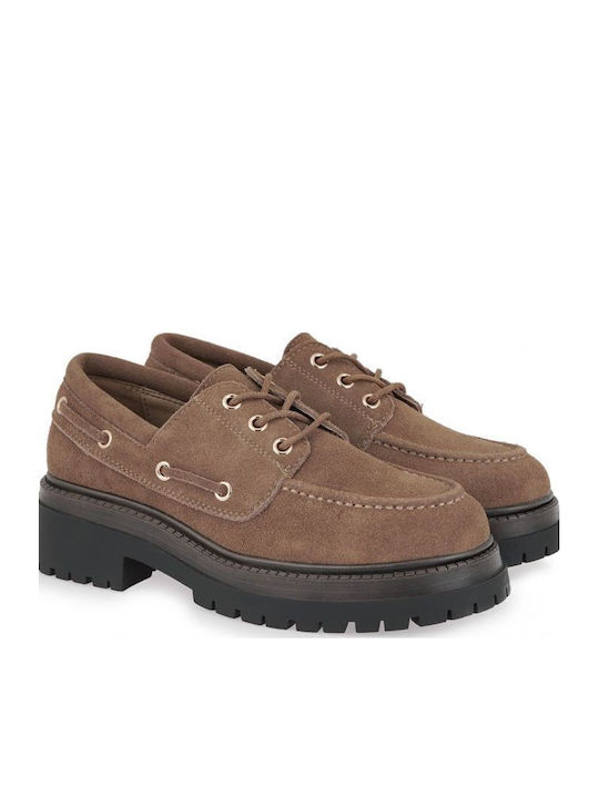 Δερμάτινα Γυναικεία Boat Shoes σε Καφέ Χρώμα