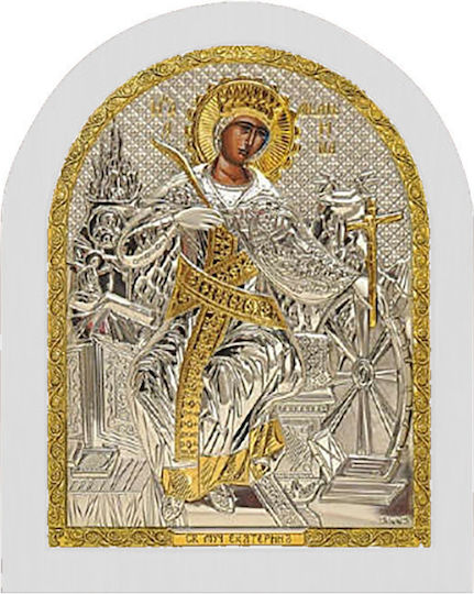 Silver Icon 15x18 Saint Catherine Me40-127l