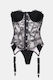 Dessous-Set Korsett Straps Strümpfe & Handschuhe Schwarz