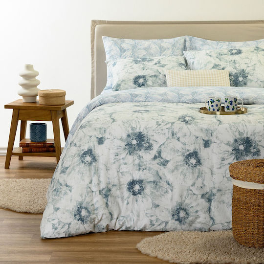 Melinen Lesslie Σετ Παπλωματοθήκη 165x245cm Μονή με Μαξιλαροθήκη Blue