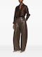 Damenhose aus Leder mit Hohem Bund Brown