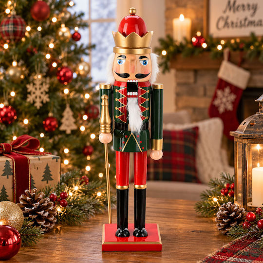 Weihnachts-Nussknacker Aus Holz Rot 38 cm Hoch
