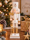Weihnachts-Nussknacker aus Holz Weiß 25 cm Höhe