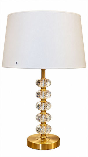 La Belle Maison Crystal Table Lamp with White Shade and Gold Base D2084