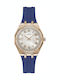 Dress Women's Battery-Powered Watch With Blue Rubber Strap