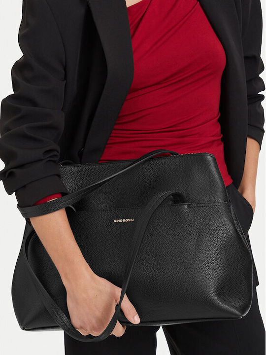 Δερμάτινη Γυναικεία Tote Τσάντα Black
