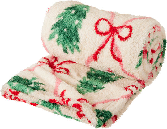 K-m Tree Κουβέρτα Fleece Καναπέ 130x160εκ. Εκρού
