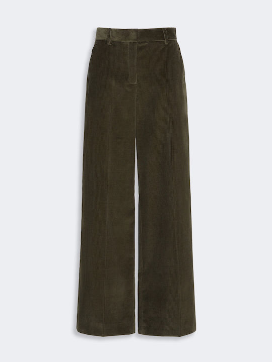 Damenhose aus Samt in Khaki