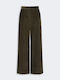 Damenhose aus Samt in Khaki