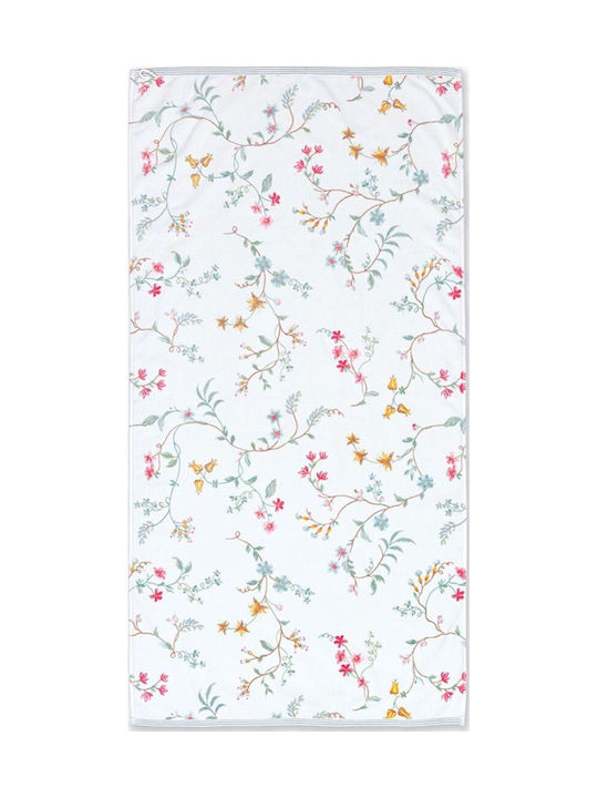 PiP Studio Кърпа за тяло Les Fleurs 70x140 см Бяла