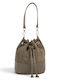 Leather Women's Suede Drawstring Bag Dark Taupe