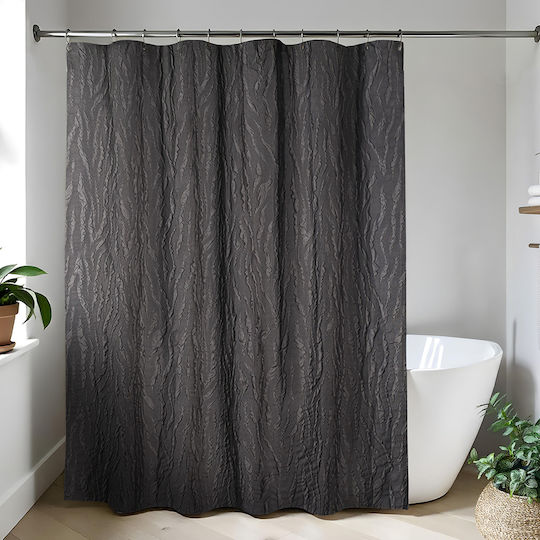 Zebra Effect Black Κουρτίνα Μπάνιου Υφασμάτινη 180x200cm Black
