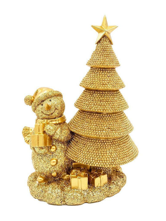 Espiel Χριστουγεννιάτικη Φιγούρα Χιονάνθρωπος Χρυσός Ύψους 17.8εκ.