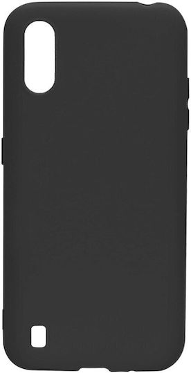 Копринен силиконов калъф Lemontti за Samsung Galaxy A01, черен