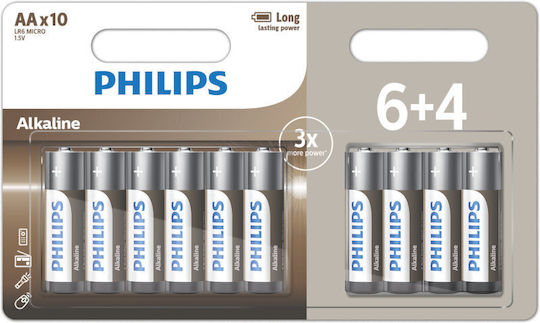 Philips Αλκαλικές Μπαταρίες AA 1.5V 10τμχ