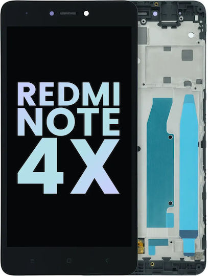 OLED-Baugruppe mit Rahmen für Xiaomi Redmi Note 4x Original OEM Matt Schwarz